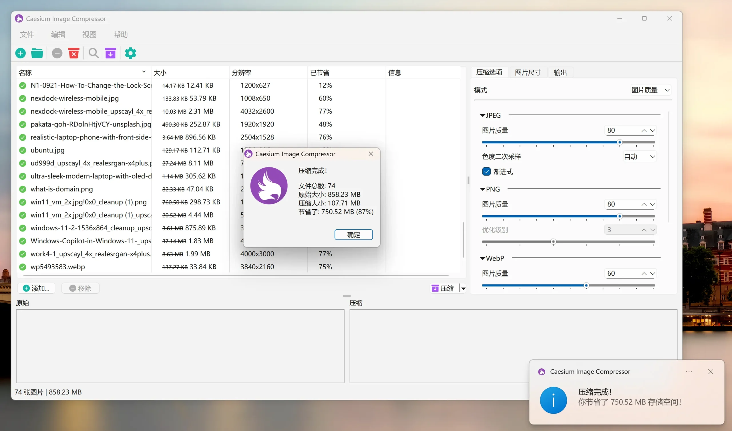 免费好用的图片批量压缩软件Caesium Image Compressor，支持WIN、MAC等平台 - 巴巴小站