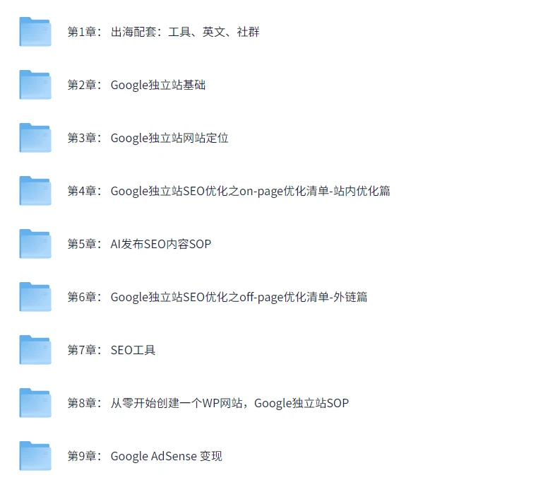 Google独立站SEO系统教程,独立站出海必学教程,共计9章节