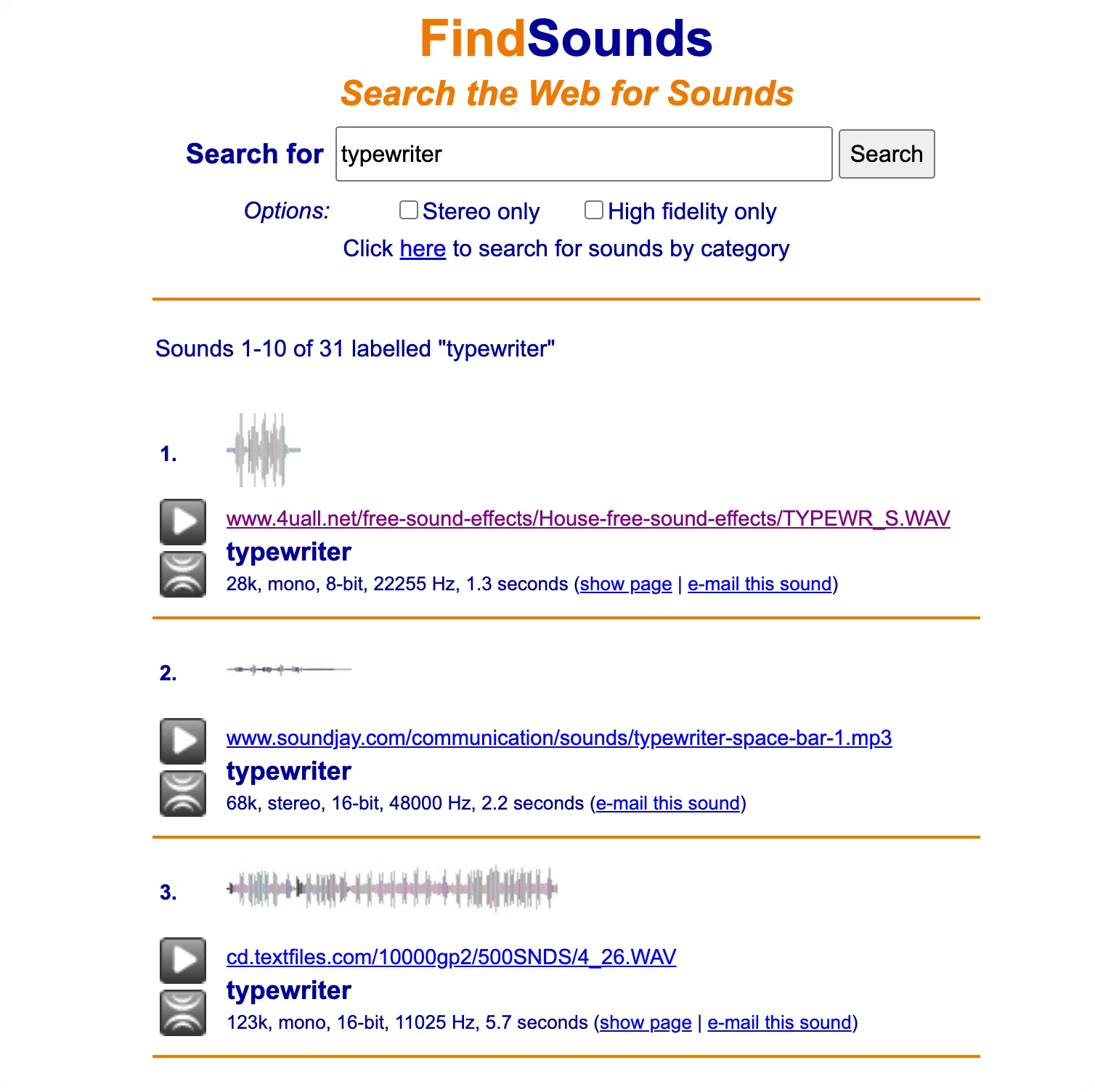 FindSounds：在网络上搜索声音，音效
