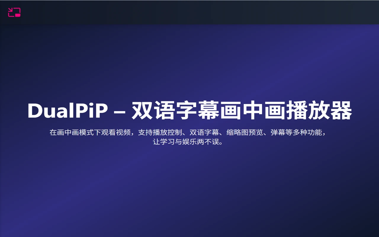 浏览器插件DualPiP：增强版画中画播放器可实现双语字幕