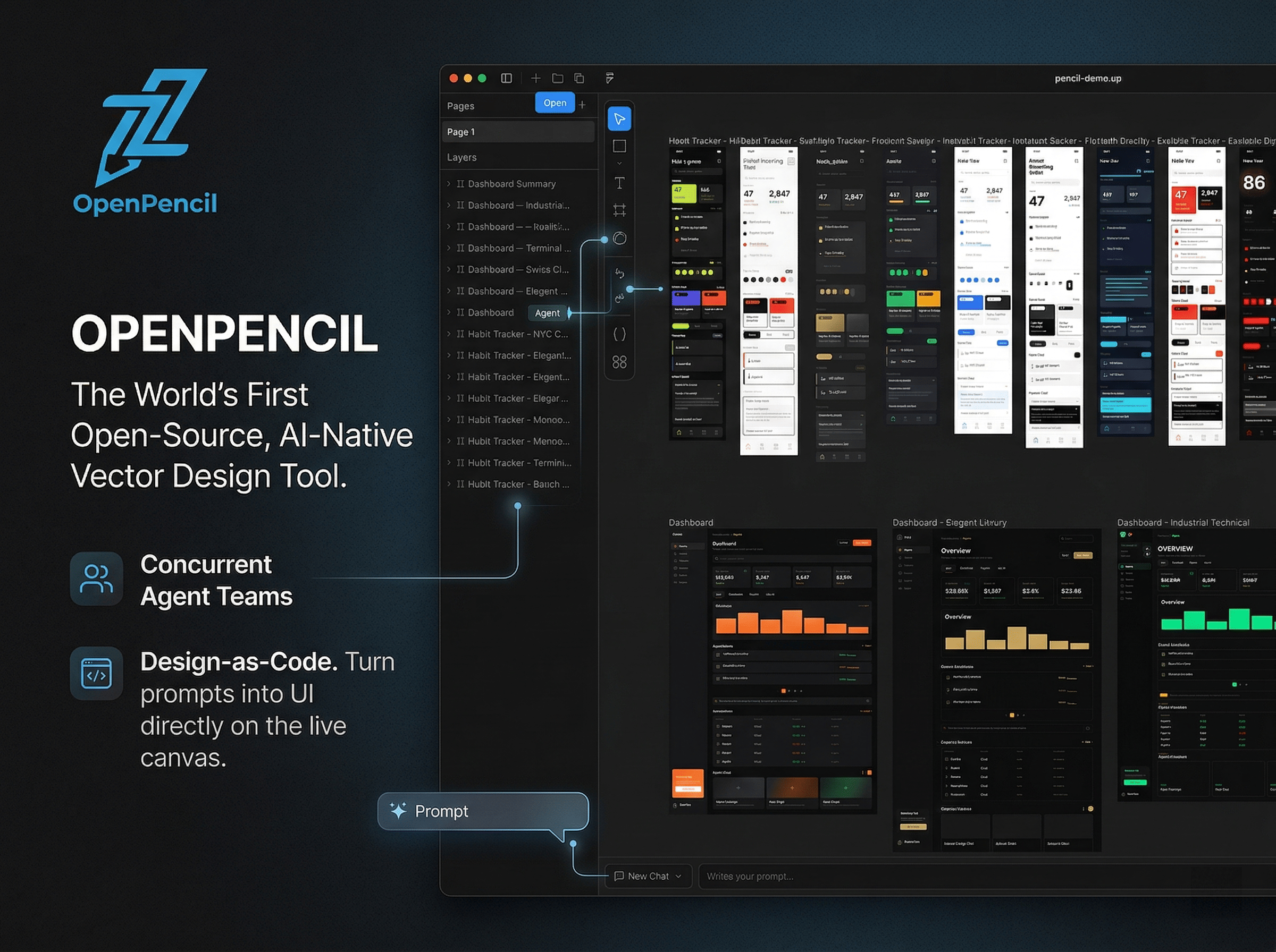 OpenPencil AI 原生矢量设计工具界面