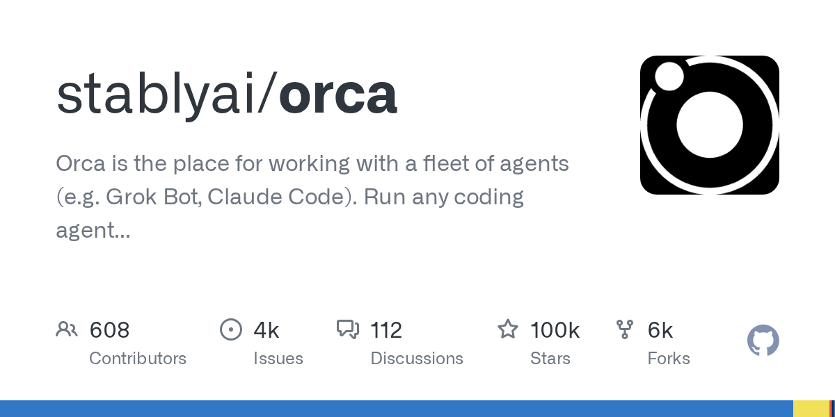 Orca AI 编程 Agent 管理工具 GitHub 项目图