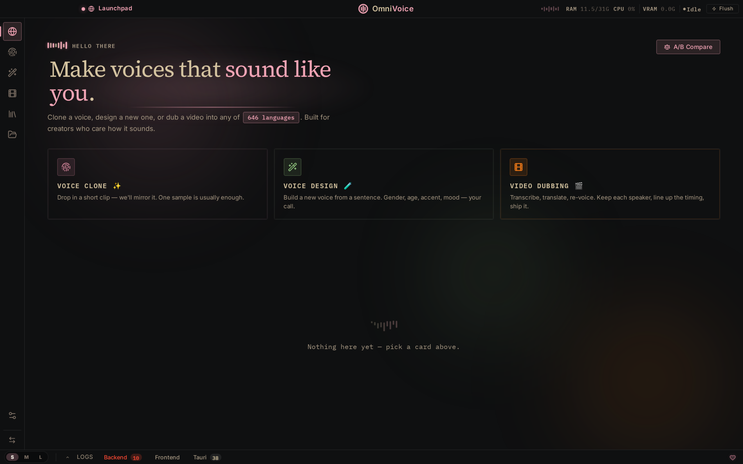 VoiceStudio 本地语音工作台界面