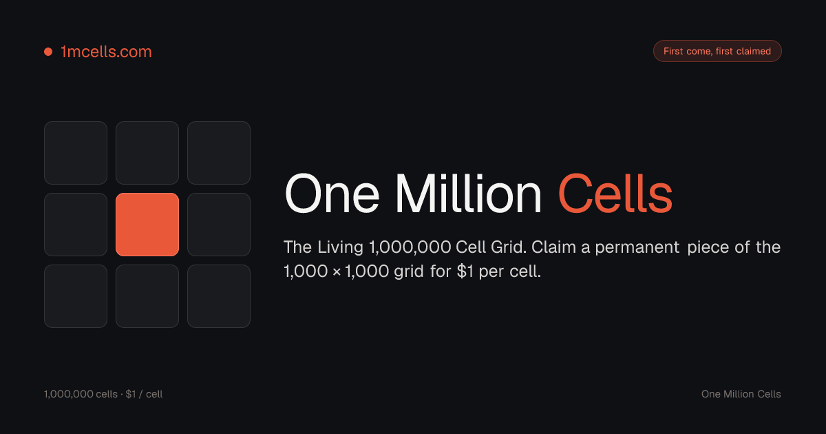 One Million Cells — 100 万格子 $1 永久认领